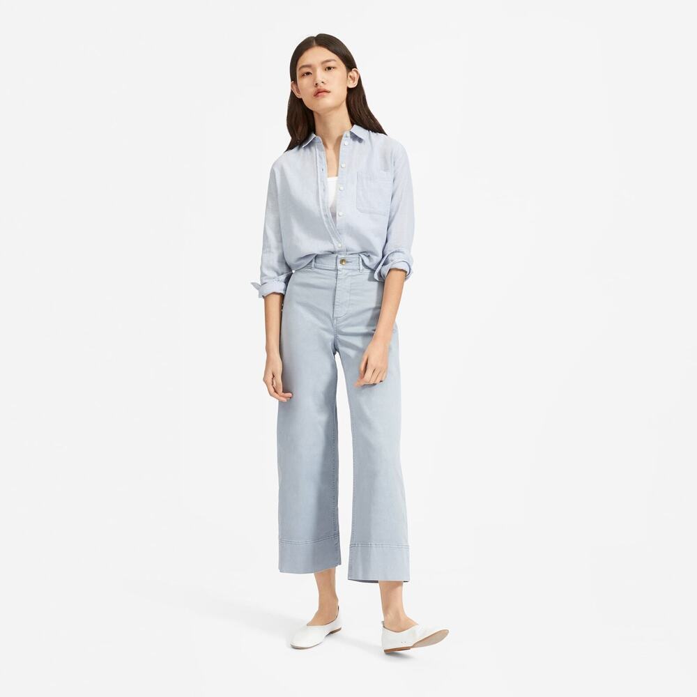 Everlane The Lightweight Wide-Leg Crop Chino Blue Base - Size 0